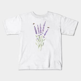 Watercolor lavender and bumble bees. Kids T-Shirt